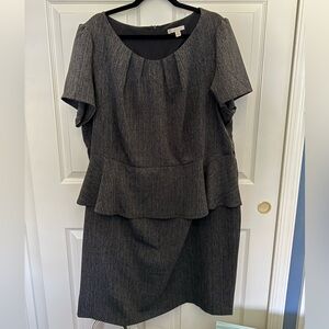 Dress Barn Gray Peplum Dress with Sleeves Plus Size 22W